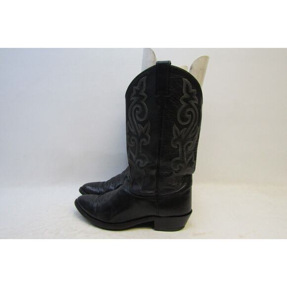 JUSTIN Mens Size 10 EE Black Leather Western Cowboy Boots